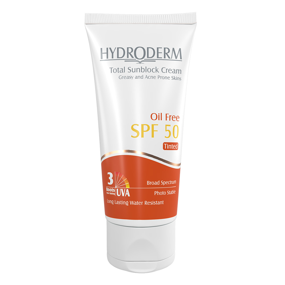 کرم ضد آفتاب فاقد چربی هیدرودرم با SPF50 حجم 50 میل- بژ متوسط